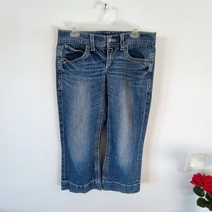 Maurices Capri Jeans Women 7/8 Blue Denim Mid Rise Stretch Casual Summer Crop